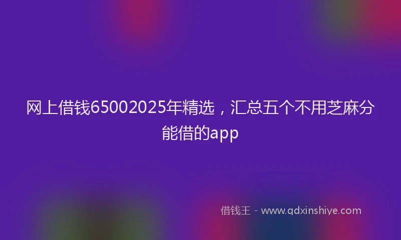 网上借钱65002025年精选，汇总五个不用芝麻分能借的app
