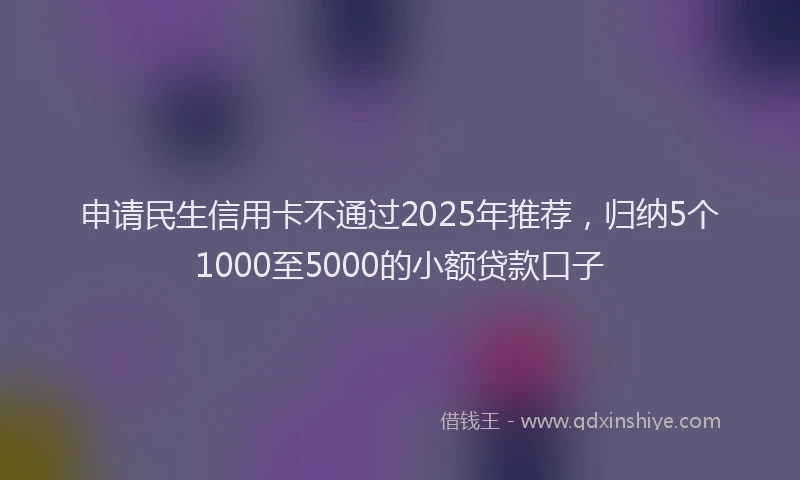 申请民生信用卡不通过2025年推荐，归纳5个1000至5000的小额贷款口子