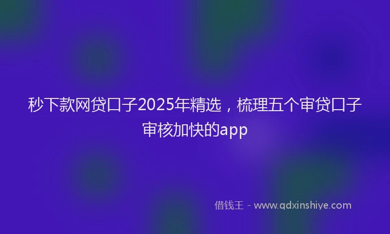 秒下款网贷口子2025年精选，梳理五个审贷口子审核加快的app