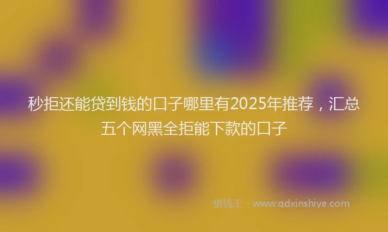 秒拒还能贷到钱的口子哪里有2025年推荐，汇总五个网黑全拒能下款的口子