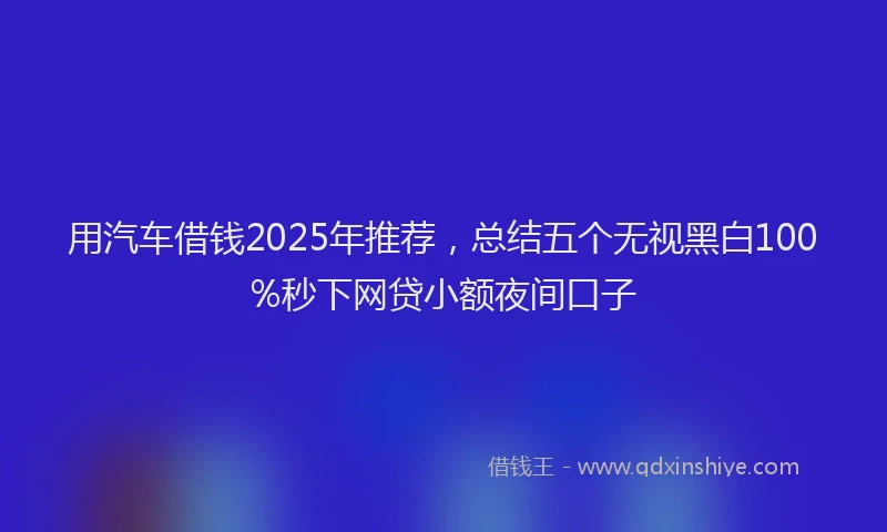 用汽车借钱2025年推荐，总结五个无视黑白100%秒下网贷小额夜间口子
