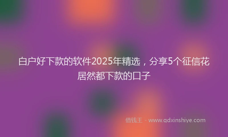 白户好下款的软件2025年精选，分享5个征信花居然都下款的口子