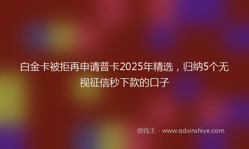 白金卡被拒再申请普卡2025年精选，归纳5个无视征信秒下款的口子