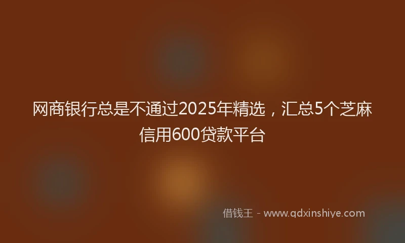 网商银行总是不通过2025年精选，汇总5个芝麻信用600贷款平台