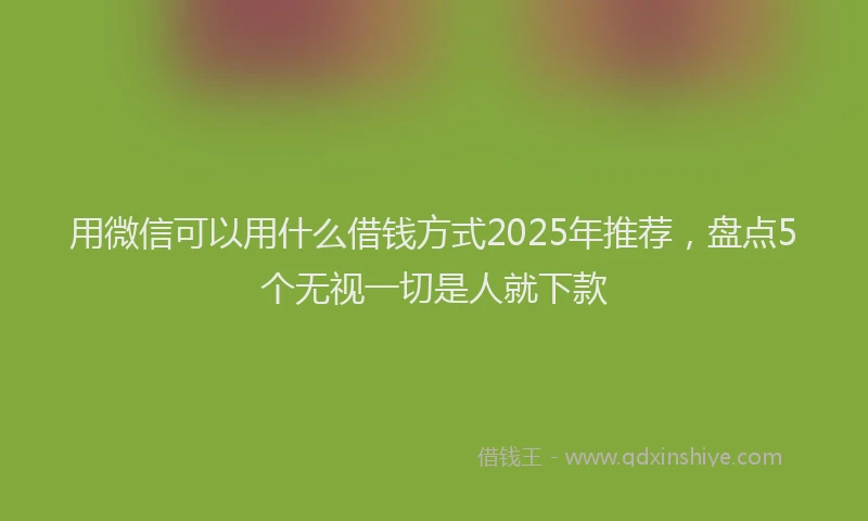 用微信可以用什么借钱方式2025年推荐，盘点5个无视一切是人就下款