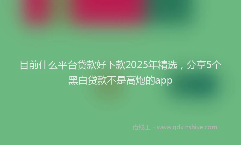 目前什么平台贷款好下款2025年精选，分享5个黑白贷款不是高炮的app