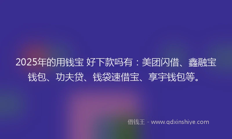 2025年的用钱宝 好下款吗有：美团闪借、鑫融宝钱包、功夫贷、钱袋速借宝、享宇钱包等。