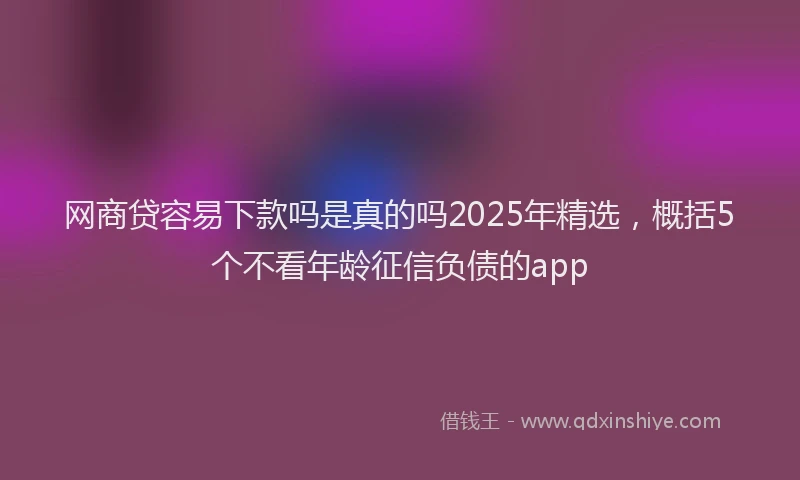 网商贷容易下款吗是真的吗2025年精选，概括5个不看年龄征信负债的app