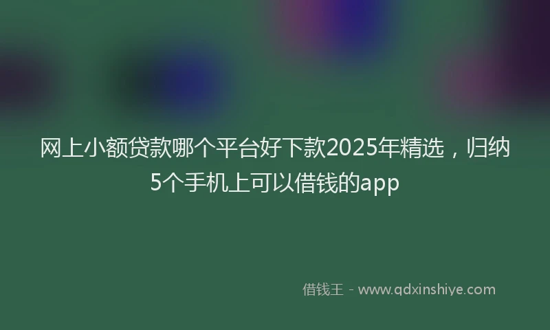 网上小额贷款哪个平台好下款2025年精选，归纳5个手机上可以借钱的app