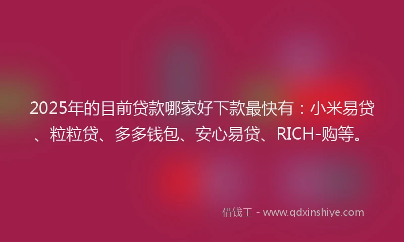 2025年的目前贷款哪家好下款最快有：小米易贷、粒粒贷、多多钱包、安心易贷、RICH-购等。