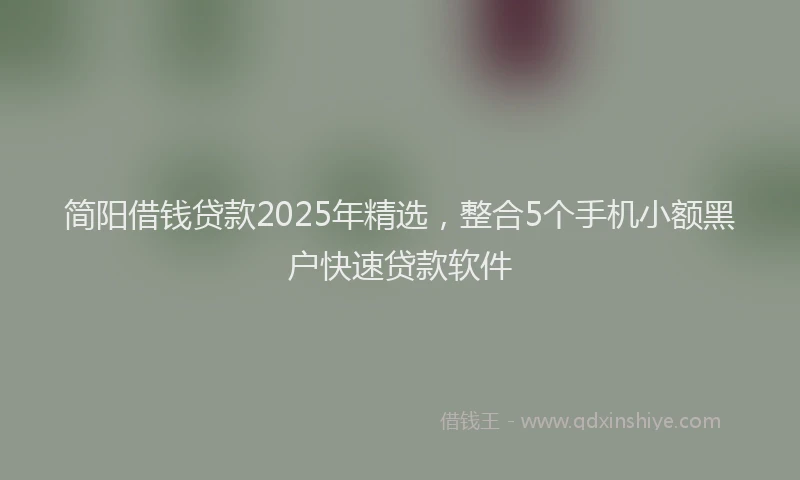 简阳借钱贷款2025年精选，整合5个手机小额黑户快速贷款软件