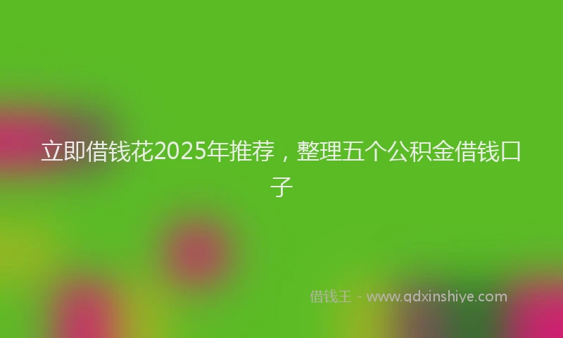 立即借钱花2025年推荐，整理五个公积金借钱口子