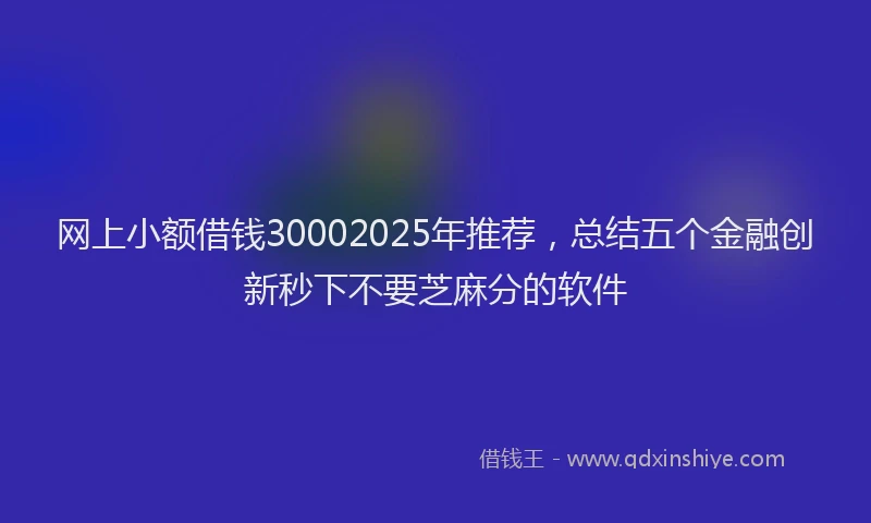 网上小额借钱30002025年推荐，总结五个金融创新秒下不要芝麻分的软件