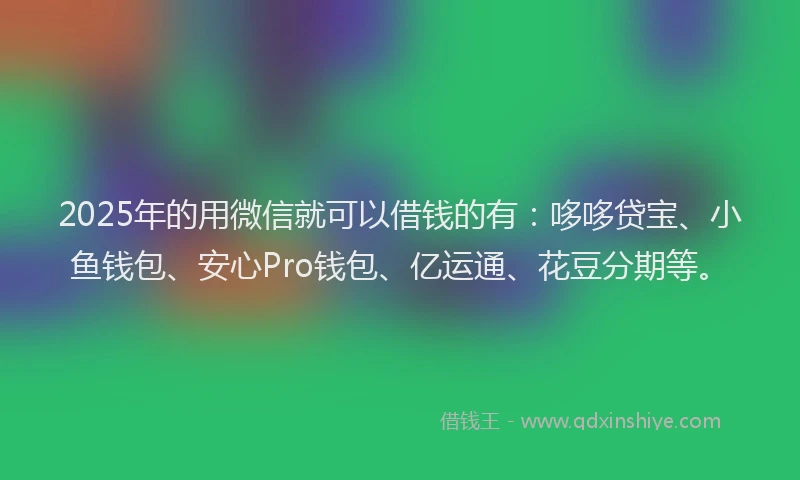 2025年的用微信就可以借钱的有：哆哆贷宝、小鱼钱包、安心Pro钱包、亿运通、花豆分期等。