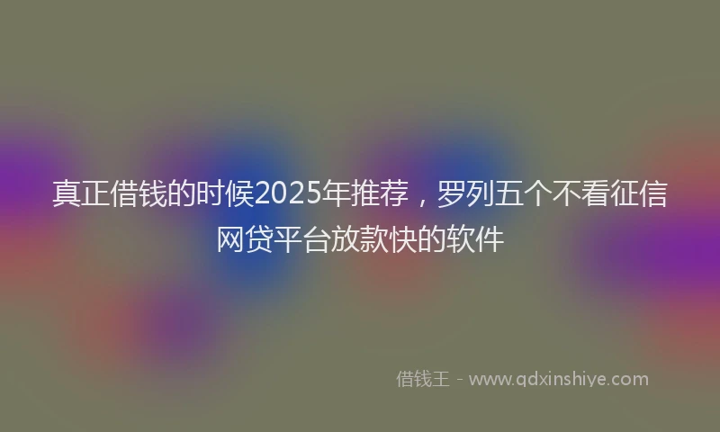 真正借钱的时候2025年推荐，罗列五个不看征信网贷平台放款快的软件