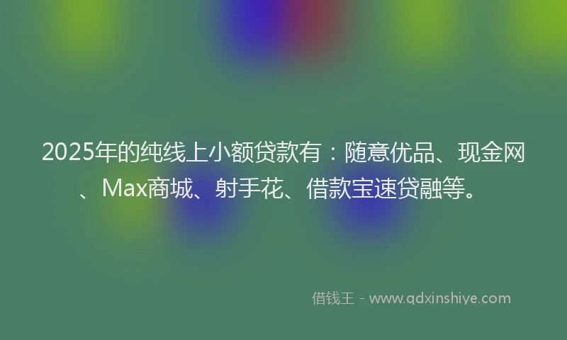2025年的纯线上小额贷款有：随意优品、现金网、Max商城、射手花、借款宝速贷融等。