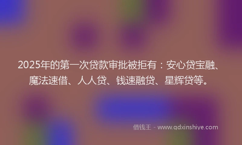 2025年的第一次贷款审批被拒有：安心贷宝融、魔法速借、人人贷、钱速融贷、星辉贷等。