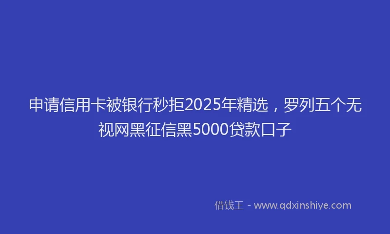 申请信用卡被银行秒拒2025年精选，罗列五个无视网黑征信黑5000贷款口子