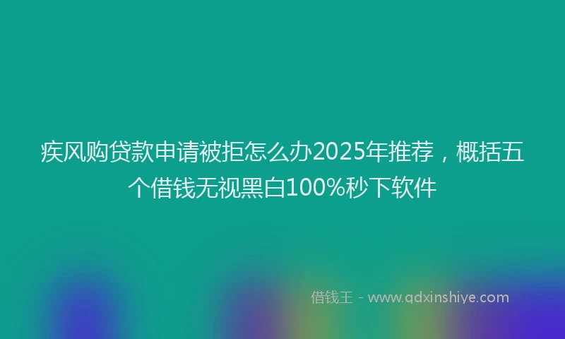 疾风购贷款申请被拒怎么办2025年推荐，概括五个借钱无视黑白100%秒下软件