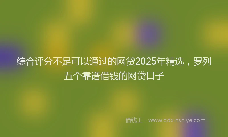 综合评分不足可以通过的网贷2025年精选，罗列五个靠谱借钱的网贷口子