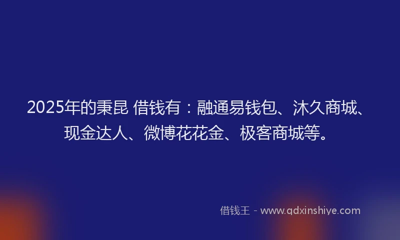 2025年的秉昆 借钱有：融通易钱包、沐久商城、现金达人、微博花花金、极客商城等。