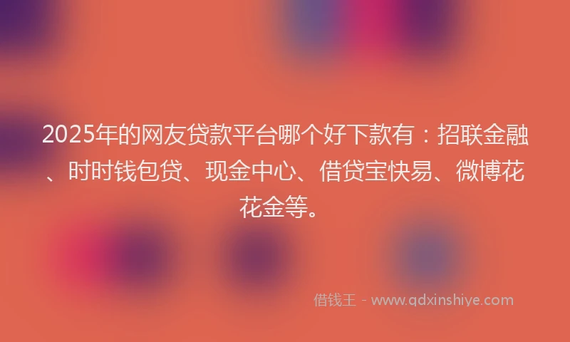 2025年的网友贷款平台哪个好下款有：招联金融、时时钱包贷、现金中心、借贷宝快易、微博花花金等。