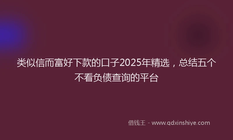 类似信而富好下款的口子2025年精选，总结五个不看负债查询的平台