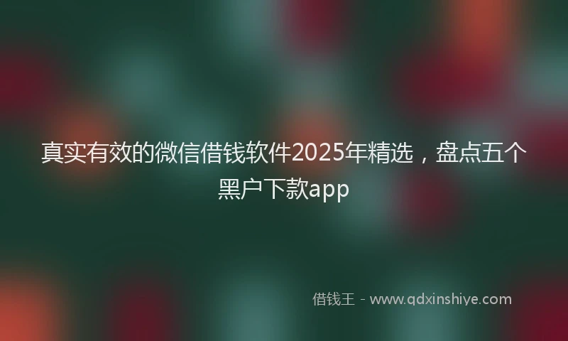 真实有效的微信借钱软件2025年精选，盘点五个黑户下款app