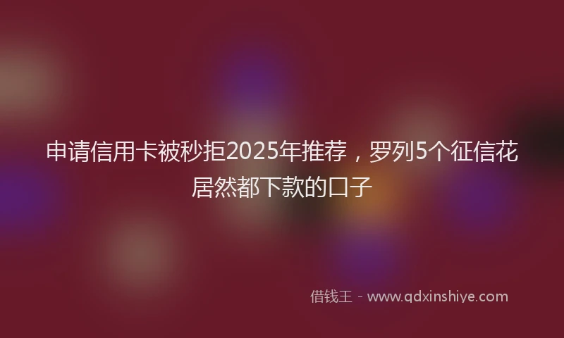 申请信用卡被秒拒2025年推荐，罗列5个征信花居然都下款的口子
