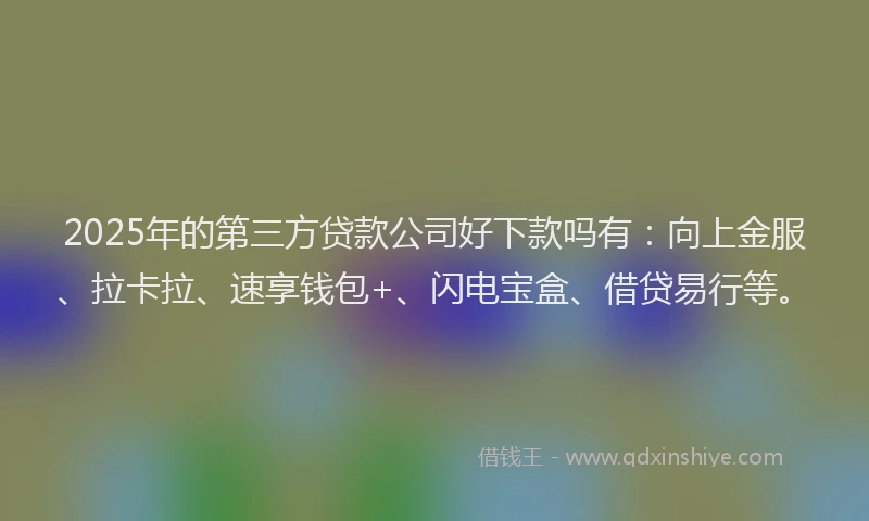 2025年的第三方贷款公司好下款吗有：向上金服、拉卡拉、速享钱包+、闪电宝盒、借贷易行等。