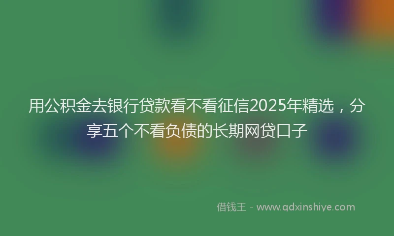 用公积金去银行贷款看不看征信2025年精选，分享五个不看负债的长期网贷口子