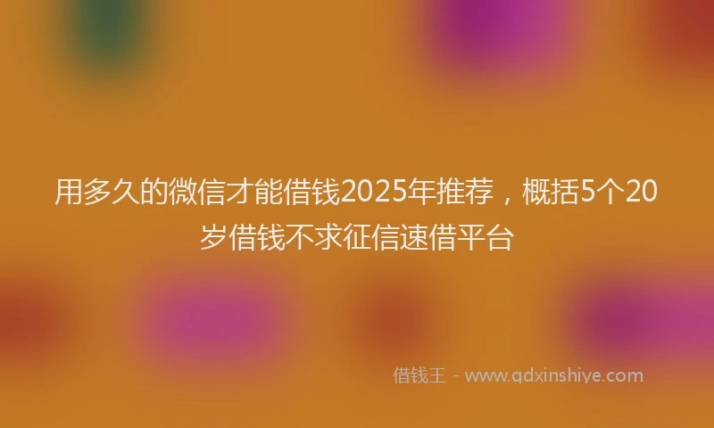 用多久的微信才能借钱2025年推荐，概括5个20岁借钱不求征信速借平台