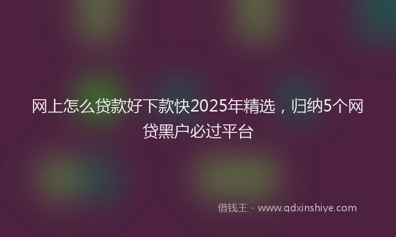 网上怎么贷款好下款快2025年精选，归纳5个网贷黑户必过平台