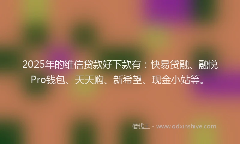 2025年的维信贷款好下款有：快易贷融、融悦Pro钱包、天天购、新希望、现金小站等。