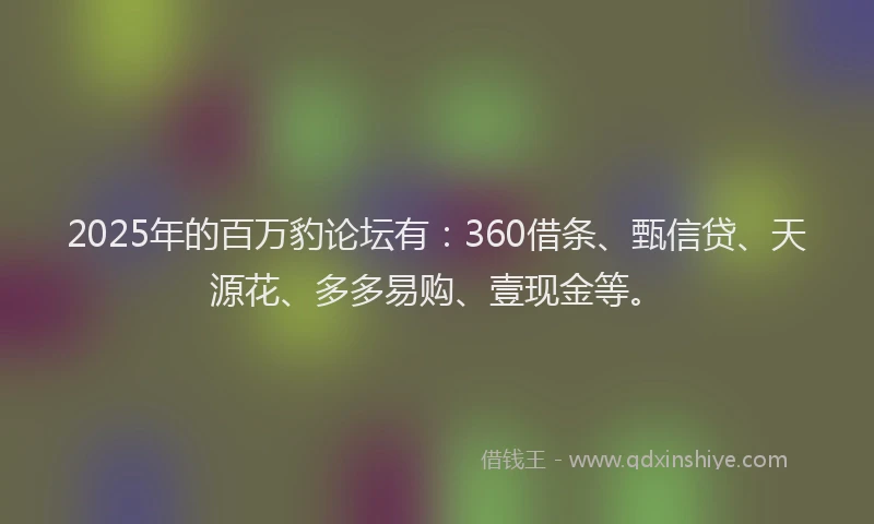2025年的百万豹论坛有：360借条、甄信贷、天源花、多多易购、壹现金等。