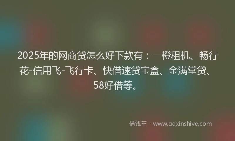 2025年的网商贷怎么好下款有：一橙租机、畅行花-信用飞-飞行卡、快借速贷宝盒、金满堂贷、58好借等。
