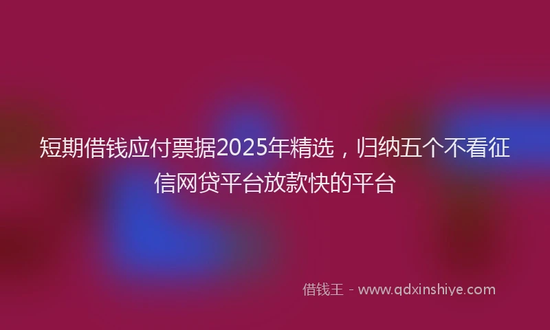 短期借钱应付票据2025年精选，归纳五个不看征信网贷平台放款快的平台