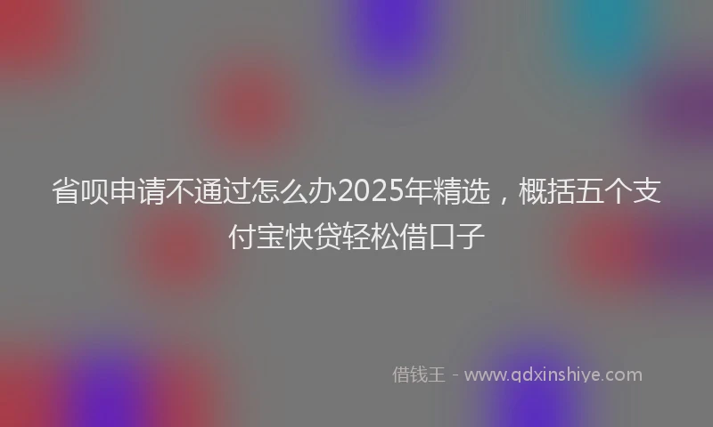 省呗申请不通过怎么办2025年精选，概括五个支付宝快贷轻松借口子