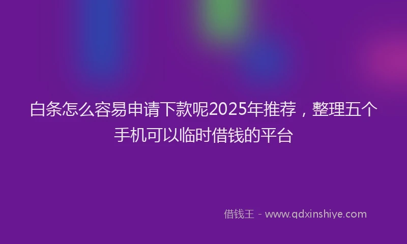 白条怎么容易申请下款呢2025年推荐，整理五个手机可以临时借钱的平台