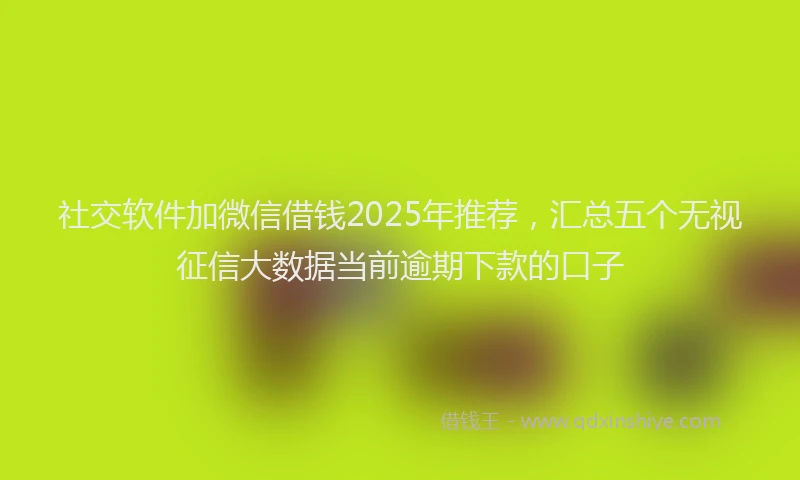 社交软件加微信借钱2025年推荐，汇总五个无视征信大数据当前逾期下款的口子