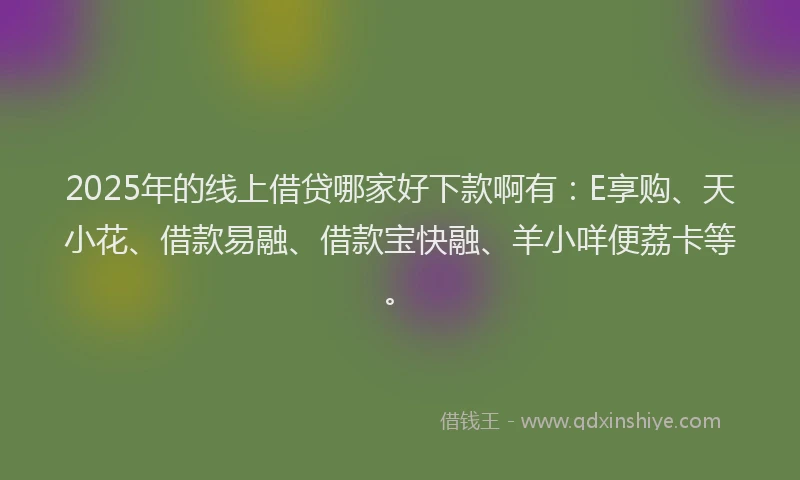 2025年的线上借贷哪家好下款啊有：E享购、天小花、借款易融、借款宝快融、羊小咩便荔卡等。