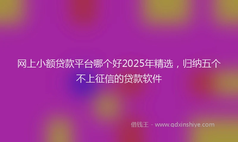 网上小额贷款平台哪个好2025年精选，归纳五个不上征信的贷款软件