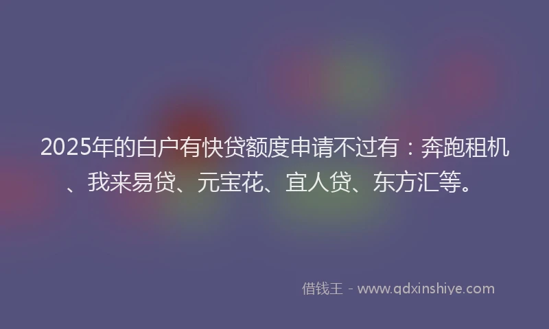 2025年的白户有快贷额度申请不过有：奔跑租机、我来易贷、元宝花、宜人贷、东方汇等。