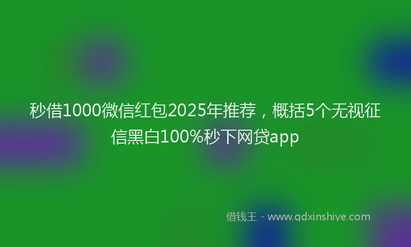 秒借1000微信红包2025年推荐，概括5个无视征信黑白100%秒下网贷app