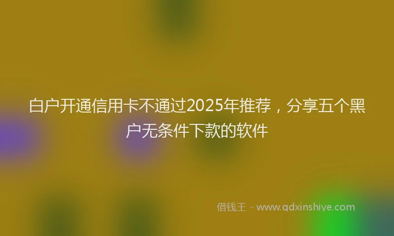 白户开通信用卡不通过2025年推荐，分享五个黑户无条件下款的软件