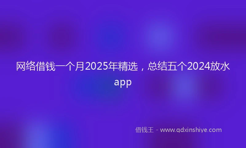 网络借钱一个月2025年精选，总结五个2024放水app
