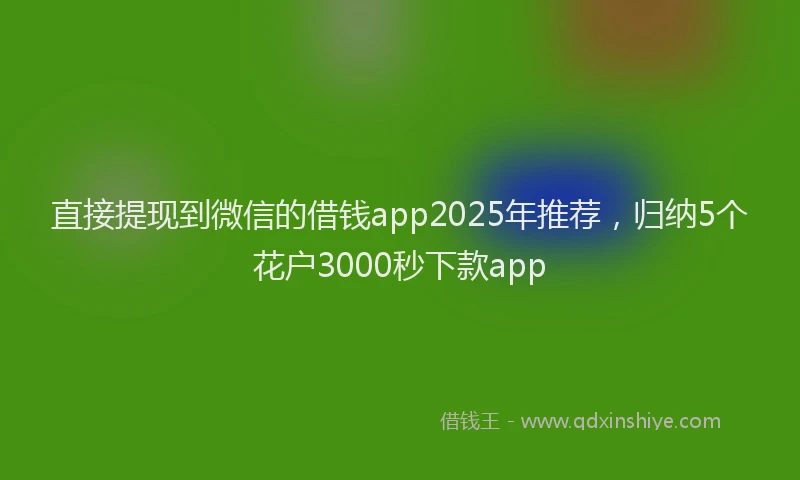 直接提现到微信的借钱app2025年推荐，归纳5个花户3000秒下款app