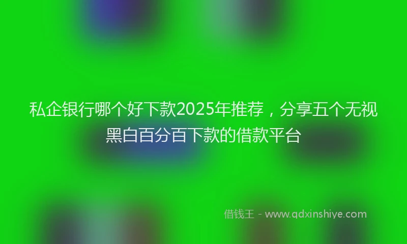 私企银行哪个好下款2025年推荐，分享五个无视黑白百分百下款的借款平台