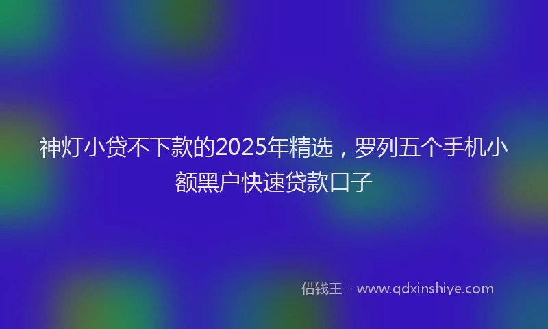 神灯小贷不下款的2025年精选，罗列五个手机小额黑户快速贷款口子