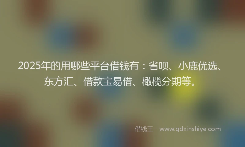 2025年的用哪些平台借钱有：省呗、小鹿优选、东方汇、借款宝易借、橄榄分期等。